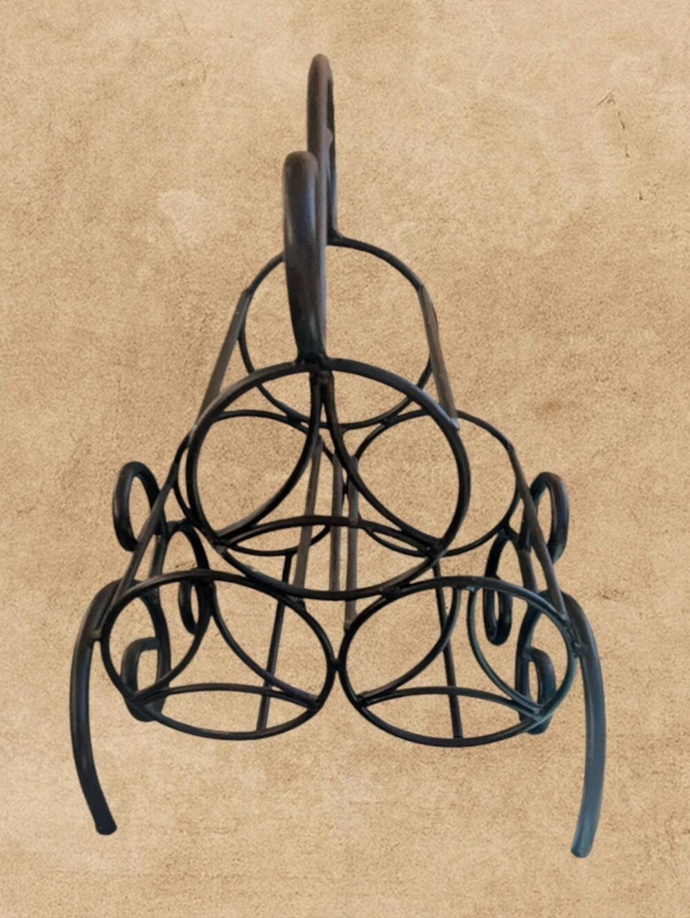 Wrought Iron Tabletop Wine Rack-Holds 3 Bottles